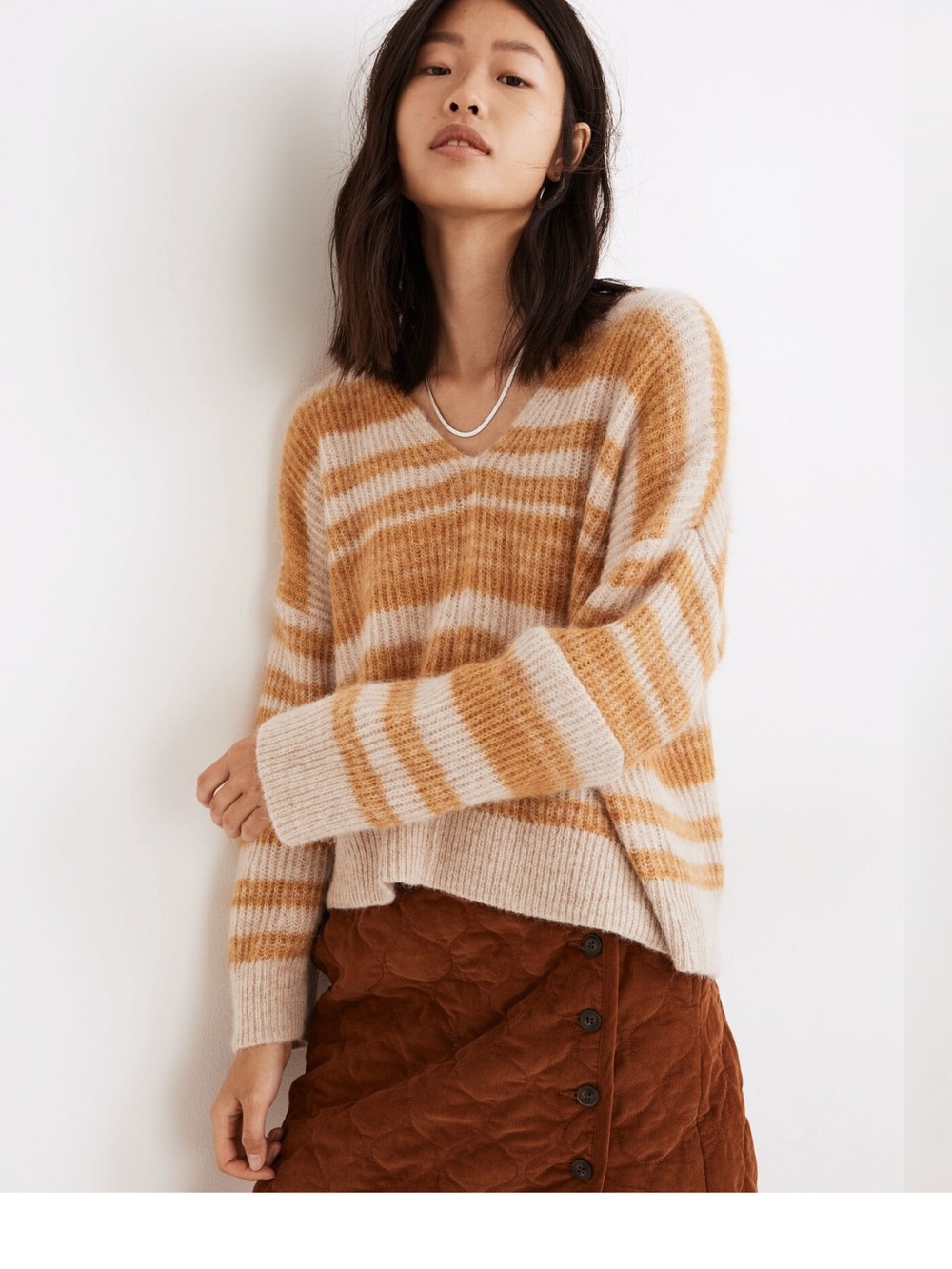 Madewell Space-Dyed Staley V-Neck Pullover Sweater